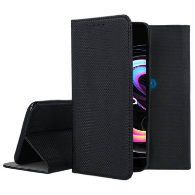  Кожен калъф тефтер и стойка Magnetic FLEXI Book Style за Motorola Moto Edge 20 Pro черен 